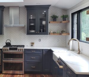 blue kitchen cabinets