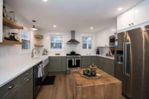 green kitchen cabinets
